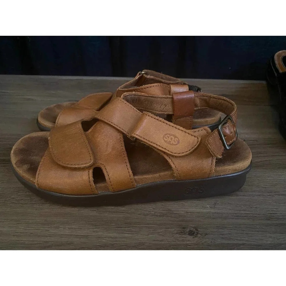 SAS  Women's Brown Tripad Comfort Sandals Size 6 Open Toe Comfort Strappy - Picture 9 of 10